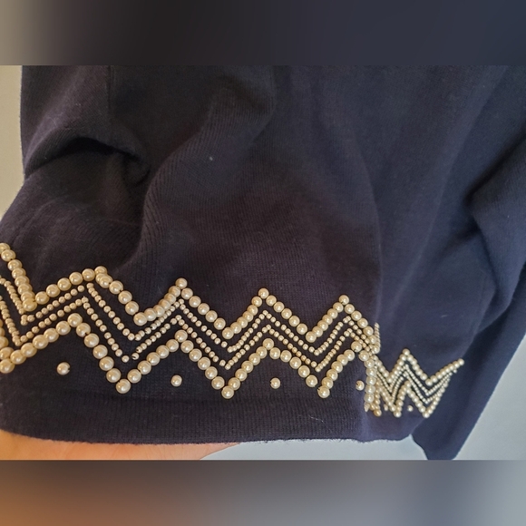 Liz Claiborne Navy Pearl zip up cardigan - Picture 10 of 16